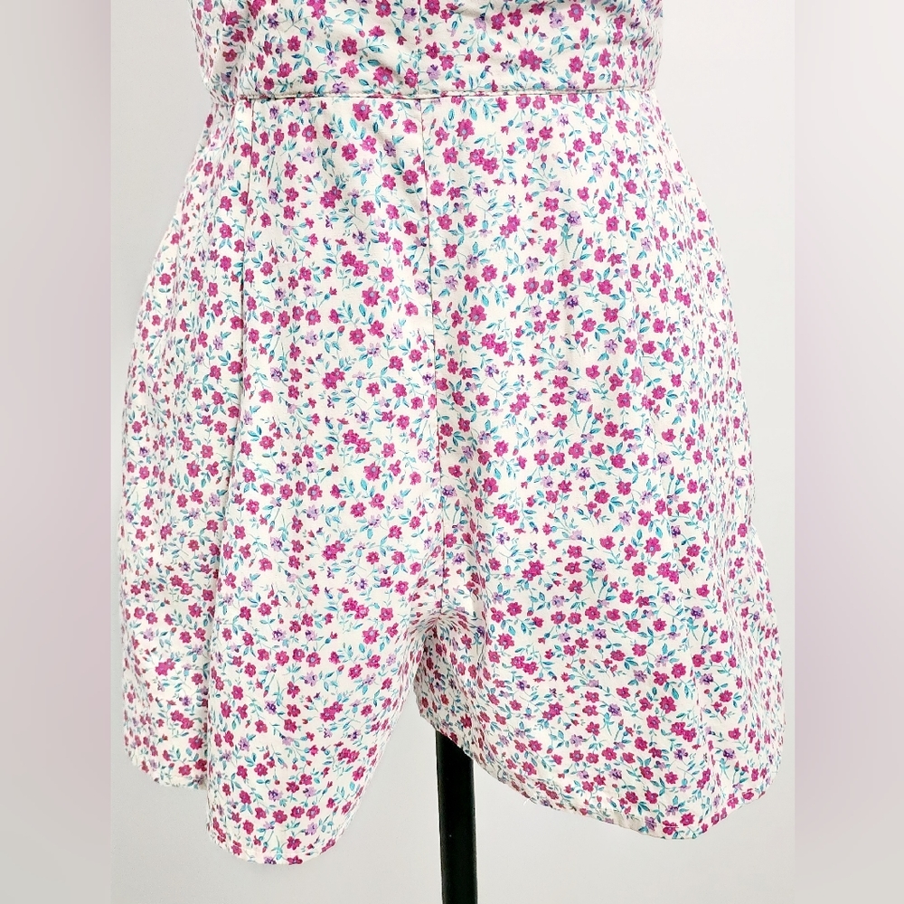FOREVER NEW Vintage Women Playsuit Size 6 Pink Floral Sleeveless Zip Pockets - Picture 9 of 11